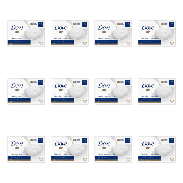 Dove Beauty Cream Bar Soap For Soft Skin 4x90g - Pack of 12