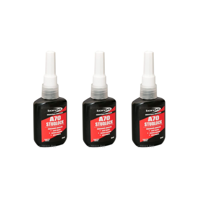 Bond It Industrial A70 Studlock Anaerobic Adhesive with Green Liquid 25ml - Pack of 3