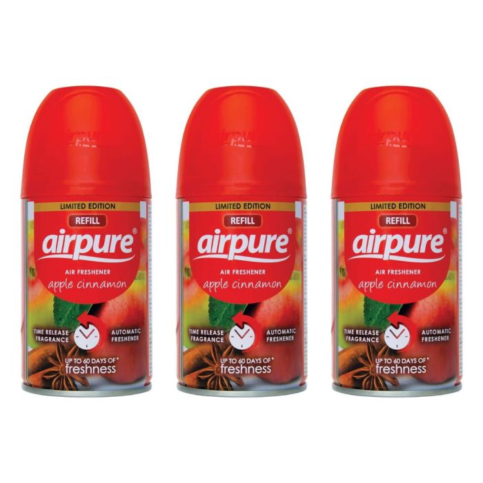 Airpure Automatic Air Freshener Refill Apple Cinnamon 250ml - Pack of 3