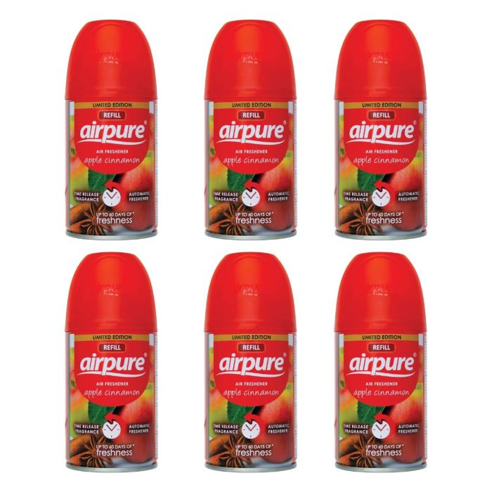 Airpure Automatic Air Freshener Refill Apple Cinnamon 250ml - Pack of 6