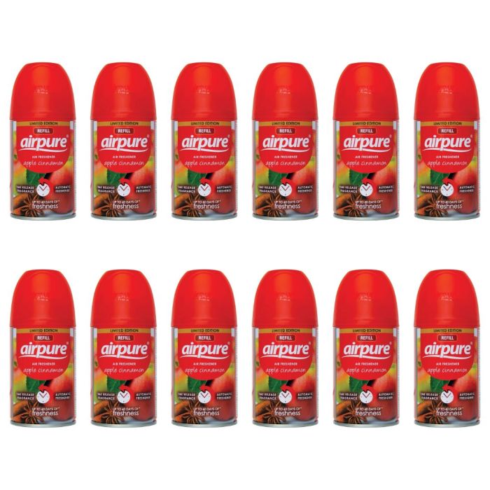 Airpure Automatic Air Freshener Refill Apple Cinnamon 250ml - Pack of 12