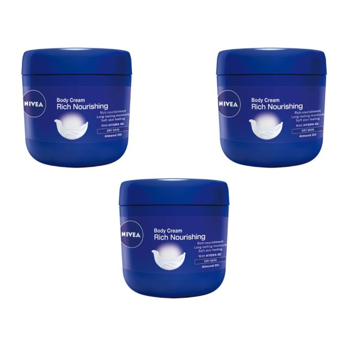 Nivea Body Cream Rich Nourishing Almond Oil 400ml - Pack of 3