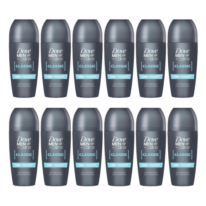 Dove Men+Care Classic Roll-On Antiperspirant Deodorant 50ml - Pack of 12