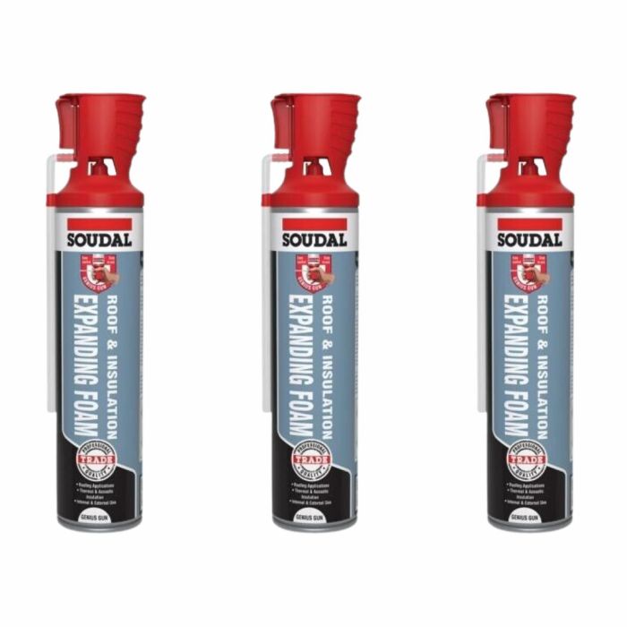 Soudal Roof & Insulation Expanding Foam Genius 600ml - Pack of 3
