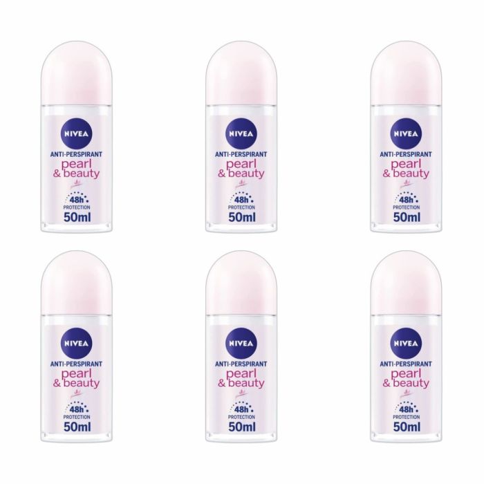 Nivea Pearl & Beauty Roll-On Deodorant For Women 50ml - Pack of 6
