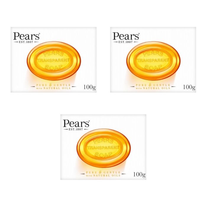Pears Transparent Soap Natural Oils Gentle Clean 100g - Pack of 3