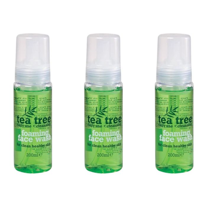 Tea Tree Foaming Face Wash 200ml bottle on a clean bathroom shelf
