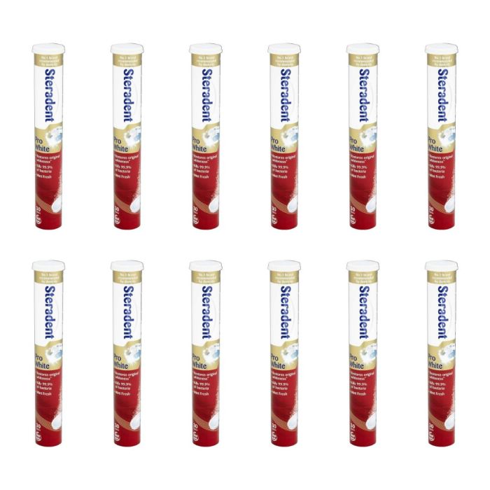 Steradent Pro White Tablets 30 Tablets - Pack of 12