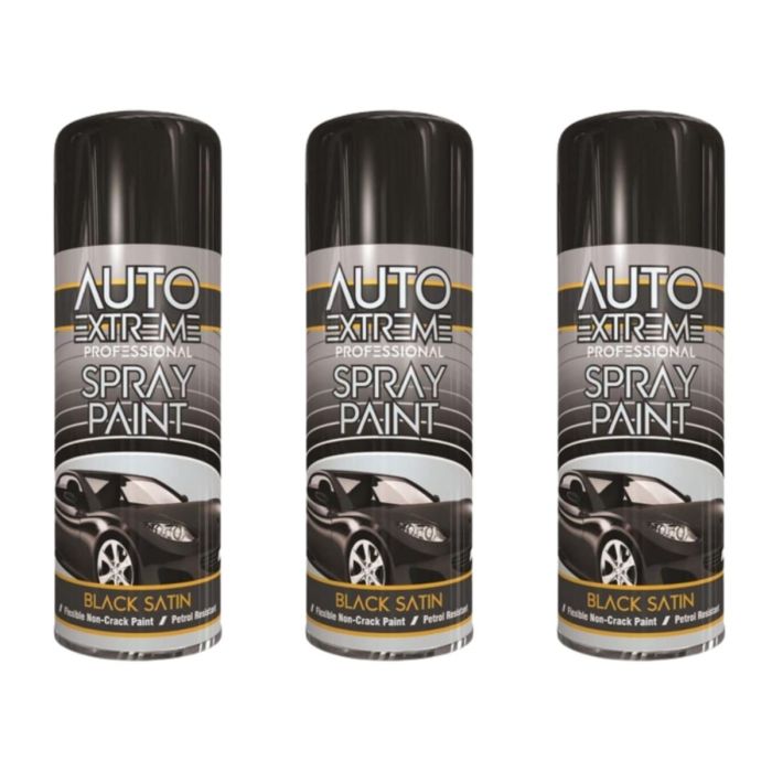 Auto Extreme All Purpose Professional Spray Paint Black Satin 400ml - Pack of 3