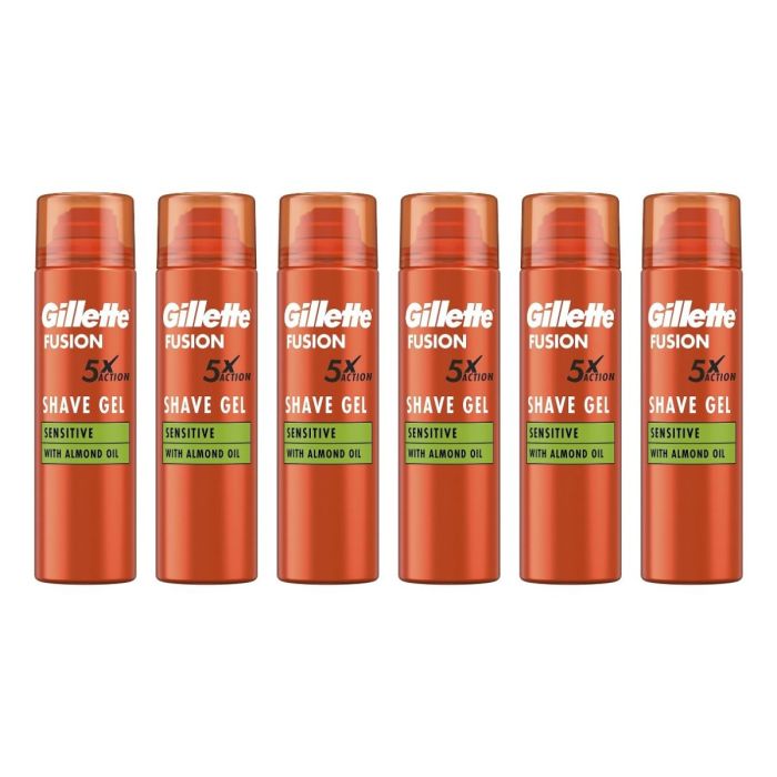 Gillette Fusion 5 Ultra Sensitive Mens Shaving Gel 200ml - Pack of 6