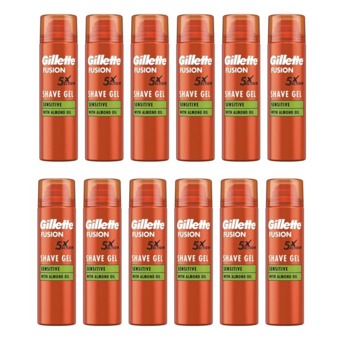 Gillette Fusion 5 Ultra Sensitive Mens Shaving Gel 200ml - Pack of 12