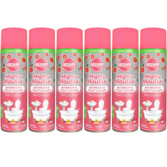 Airpure Mighty Mousse Pink Grapefruit Bathroom & Toilet Cleaner 500ML - Pack of 6