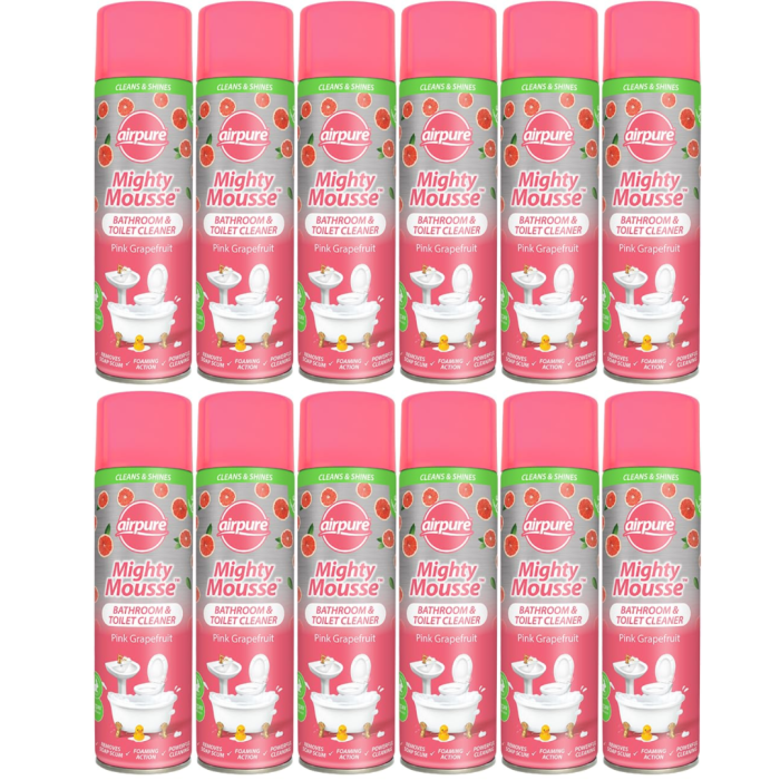 Airpure Mighty Mousse Pink Grapefruit Bathroom & Toilet Cleaner 500ML - Pack of 12
