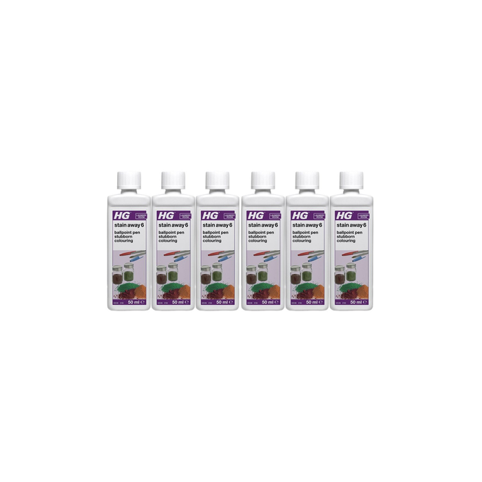 HG Stain Away 6, Removes Ballpoint Pen Ink, Stubborn Food & Colouring Marks 50ml - Pack of 6