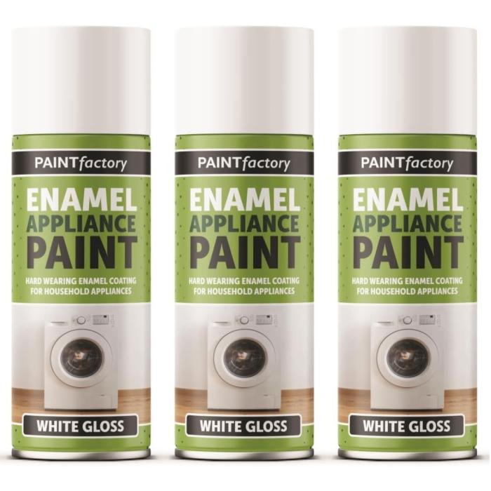Paint Factory Enamel Appliance Spray Paint Gloss White 400 ML - Pack of 3