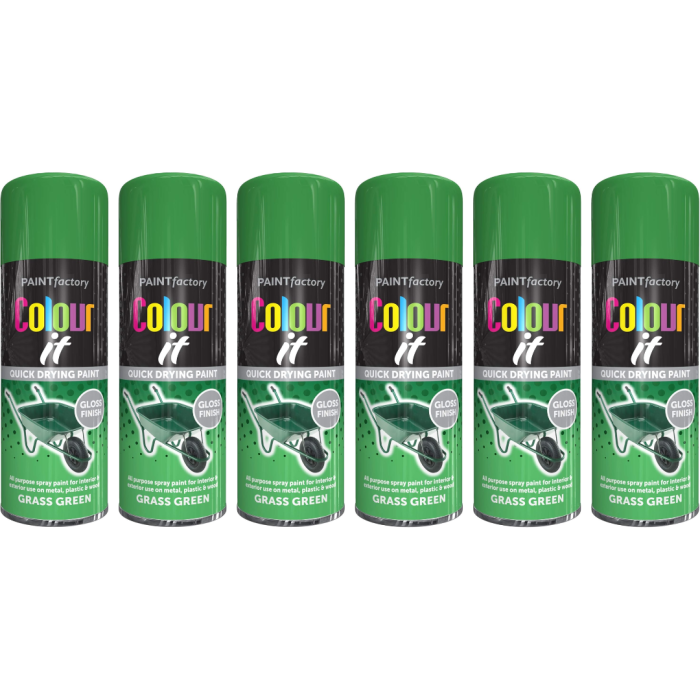 Paint Factory Colour IT Gloss Spray Paint Grass Green 400 ML - Pack of 6