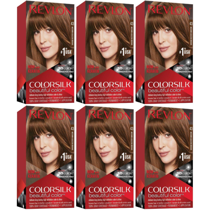 Revlon Colorsilk Beautiful Color Medium Golden Brown 43 - Pack of 6