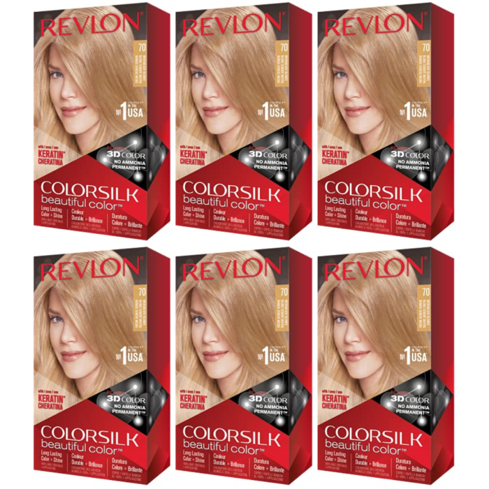 Revlon Colorsilk Beautiful Color Medium Ash Blonde 70 - Pack of 6