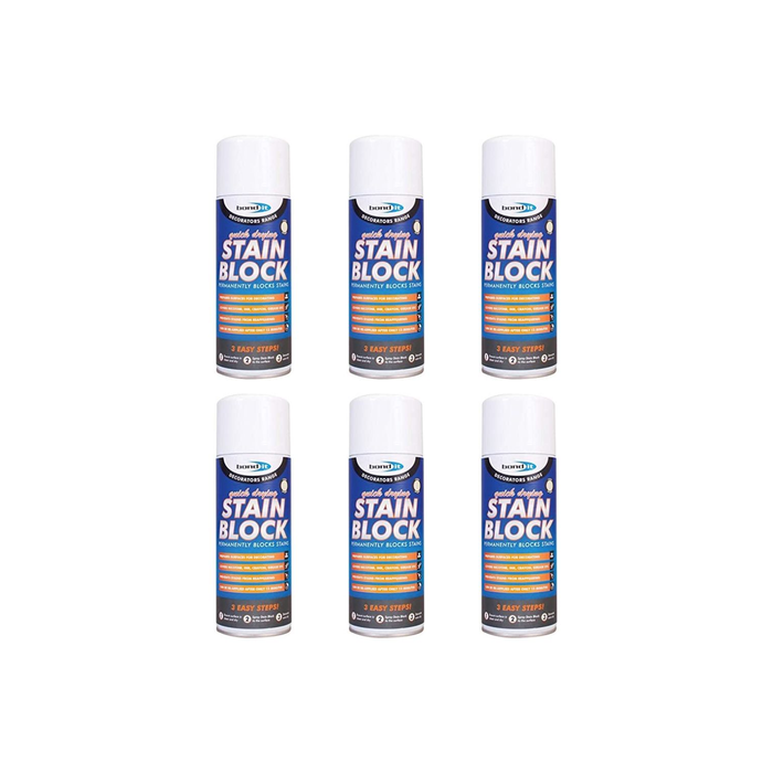 Bond It Decorators Range Stain Block Quick Drying White Spray 400ml - Pack of 6