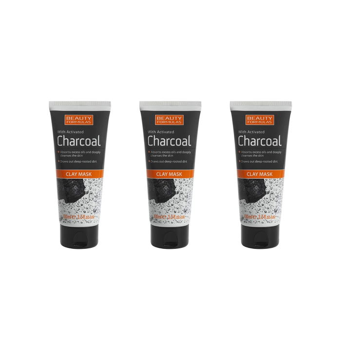 Beauty Formulas With Activated Charcoal Clay Mask 100ml - Pack of 3