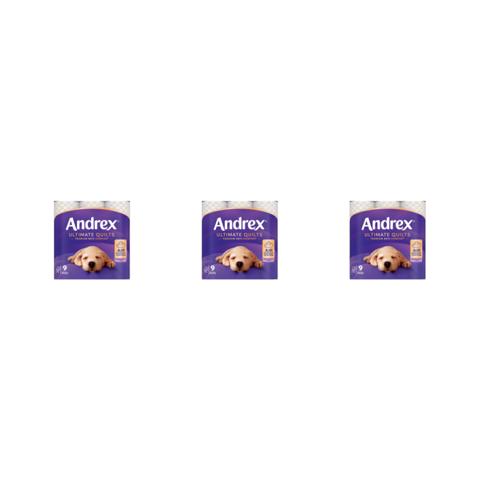 Andrex Supreme Quilts Toilet Tissue - 9 Rolls - Pack of 3