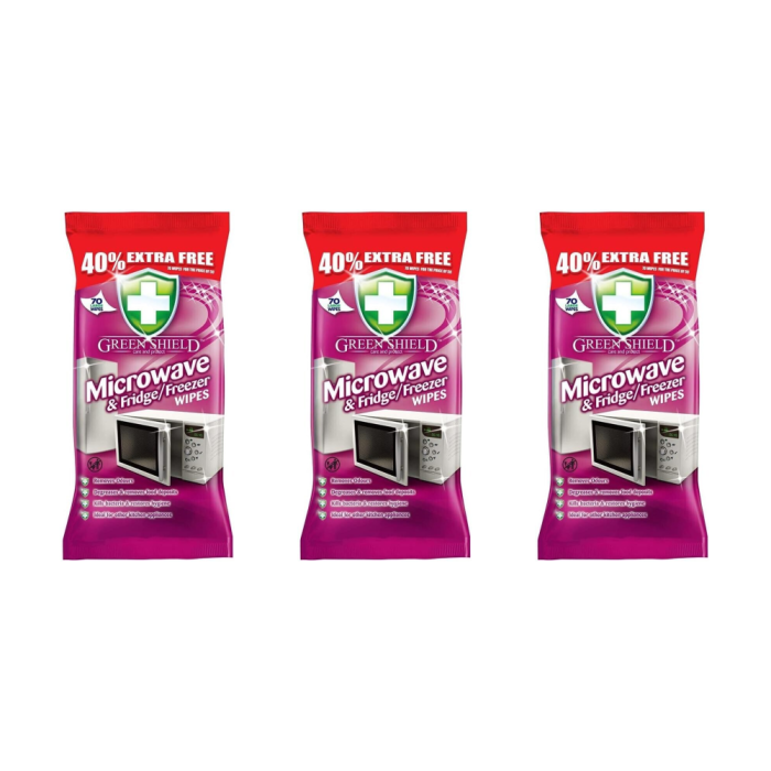 Greenshield Microwave and Fridge Wipes 70's - Pack of 3