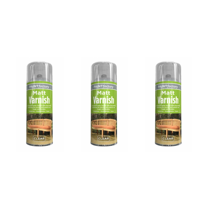 Paint Factory Clear Matt Varnish Spray 250ml - Pack of 3