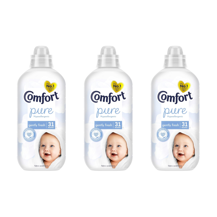 Comfort Pure Fabric Conditioner Hypoallergenic & Dermatologically Tested 31 Washes 930ml - Pack of 3