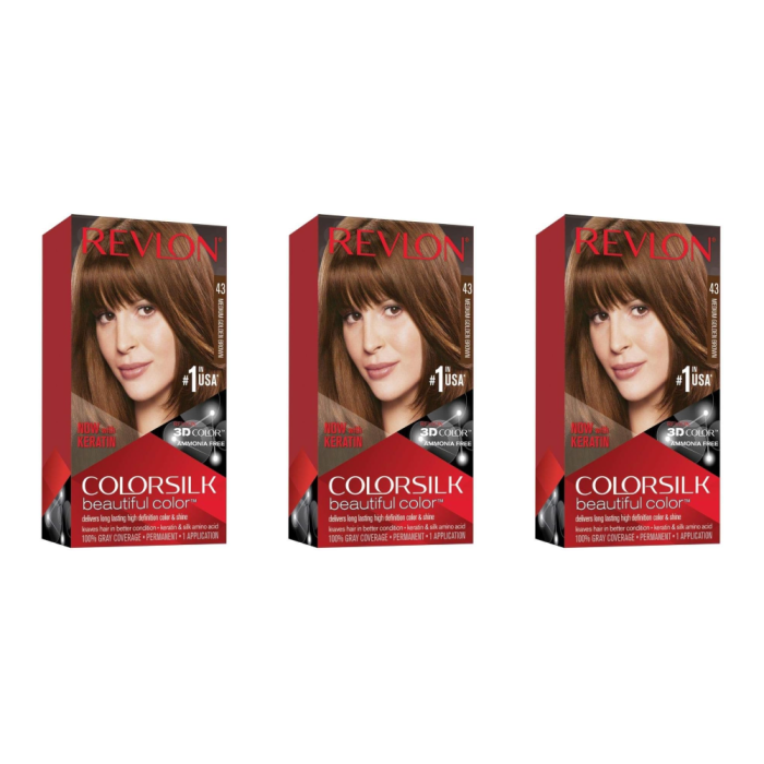 Revlon Colorsilk Beautiful Color Medium Golden Brown 43 - Pack of 3