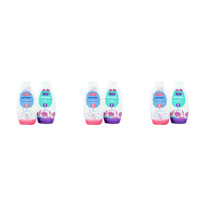 Nuagé Talc-Free Body Powder Cherry Blossom & Waterlily Scent, 250g - Pack of 3