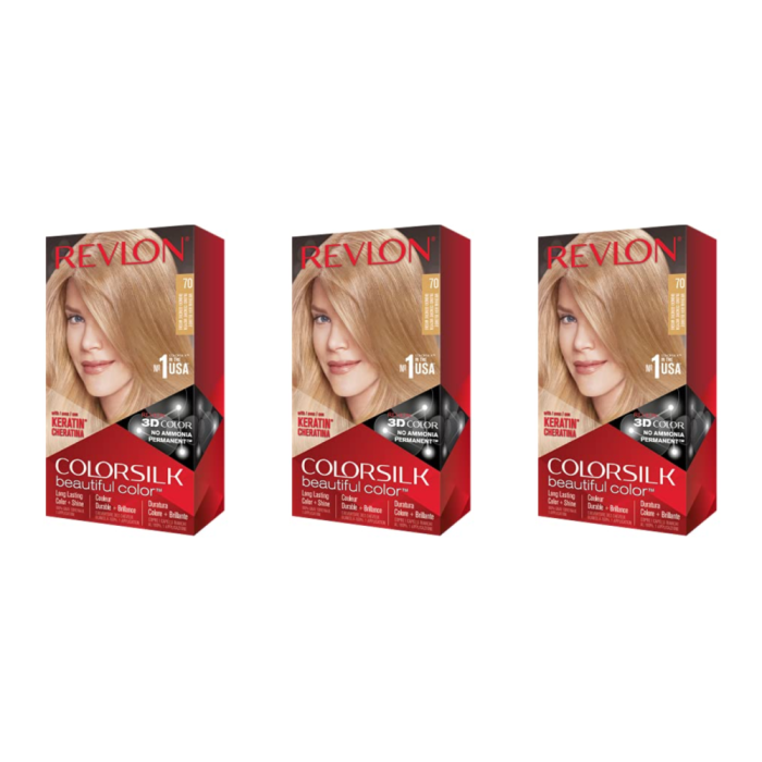 Revlon Colorsilk Beautiful Color Medium Ash Blonde 70 - Pack of 3