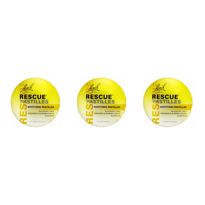 Rescue Pastilles Orange & Elderflower Flavour Alcohol Free 50g - Pack of 3