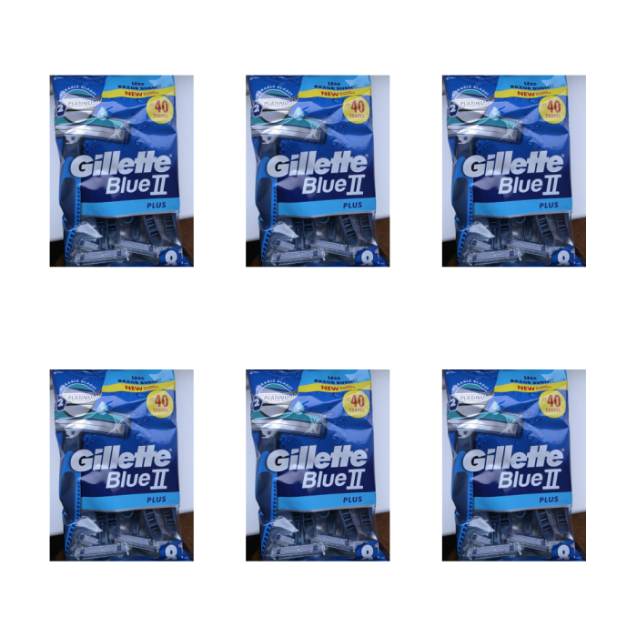 Gillette Blue II Plus Men's Disposable Razors 8 razors - Pack of 6