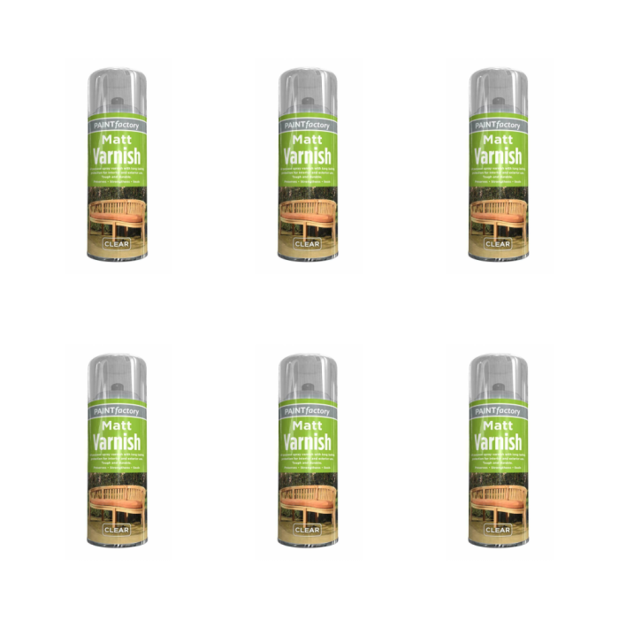 Paint Factory Clear Matt Varnish Spray 250ml - Pack of 6
