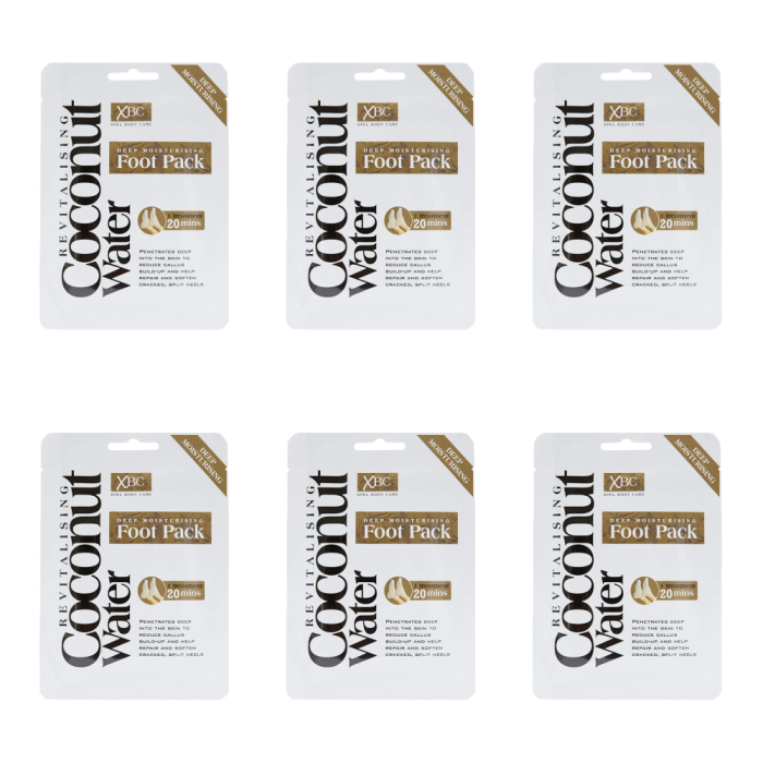 Xpel Body Care Coconut Water Deep Moisturizing Foot Pack 1 Treatment - Pack of 6