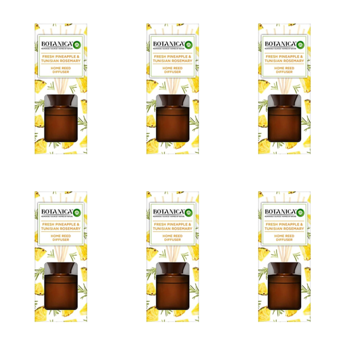 Airwick Botanica Pineapple & Rosemary Home Reed Diffuser 80ML - Pack of 6