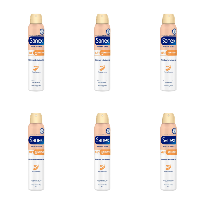Sanex Deodorant Spray Dermo Sensitive - Pack of 6