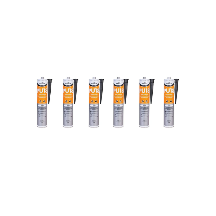 Bond It PU18 Black Polyurethane Sealant Adhesive Strong Paintable - Pack of 6