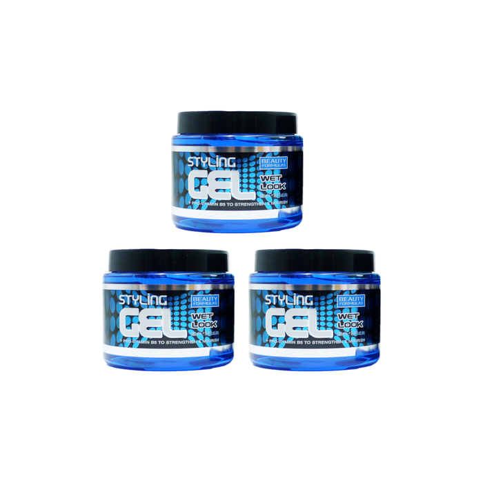 Beauty Formulas Wet Look Styling Gel for Hair 500ml - Pack of 3