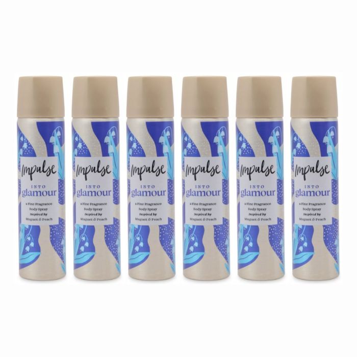 Impulse Into Glamour Sandalwood and Vanilla Body Fragrance 75ml - Pack of 6