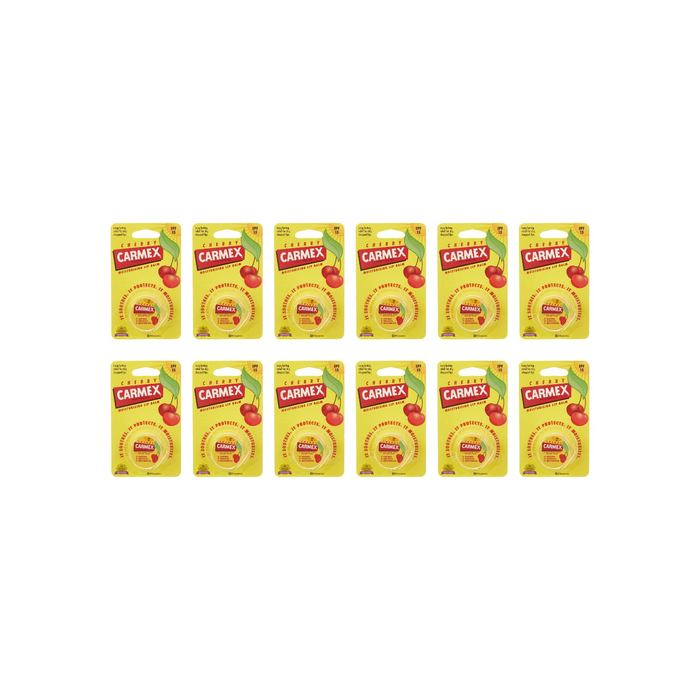 Carmex Cherry Long-Lasting Moisturising Lip Balm Pot SPF 15 7.5g - Pack of 12