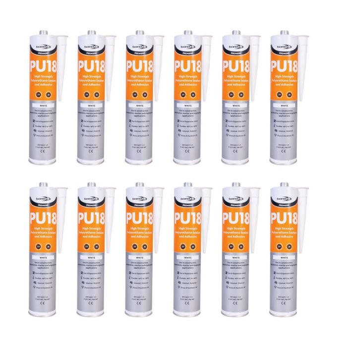 Bond It PU18 High Strength Polyurethane Adhesive & Sealant White - Pack of 12