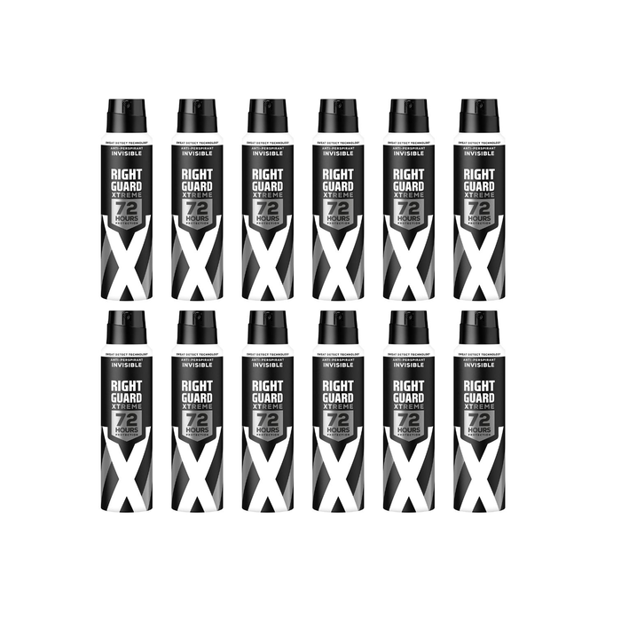 Right Guard Xtreme Invisible Deodorant For Men 150ml - Pack of 12