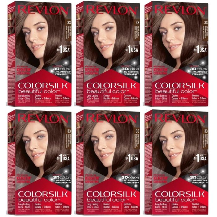 Revlon Colorsilk Hair Dye Permanent Dark Soft Brown 33 - Pack of 6