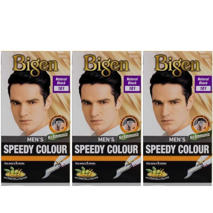 Bigen Men's Speedy Hair Colour Natural Black 101, 1 Pack - Pack of 3