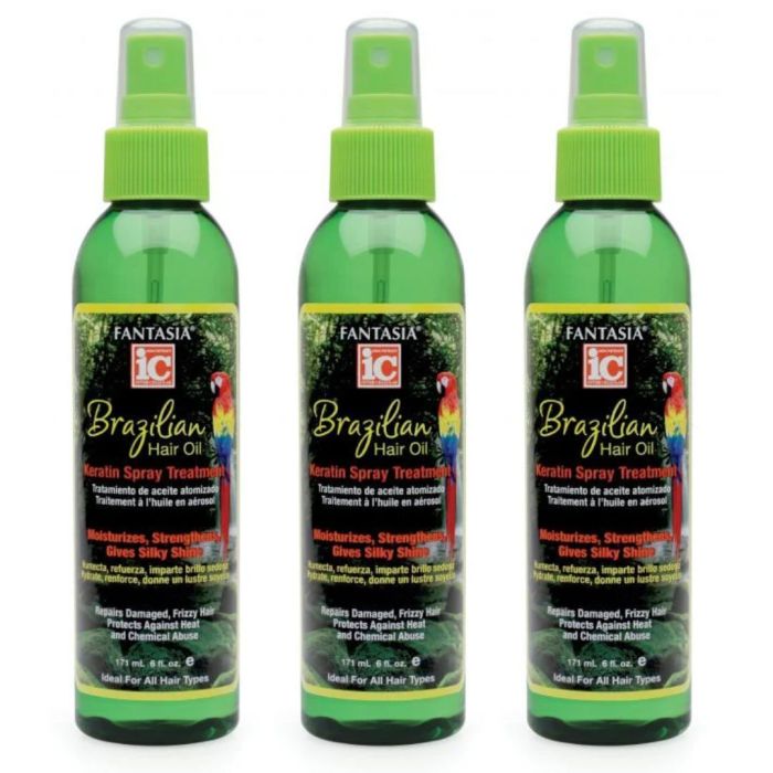 Fantasia IC Brazilian Hair Oil Keratin Spray Treatment 171ml - Pack of 3