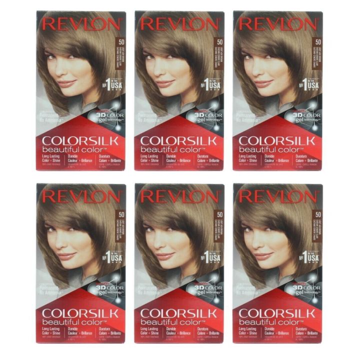Revlon Colorsilk Hair Dye Permanent Light Ash Brown 50 - Pack of 6