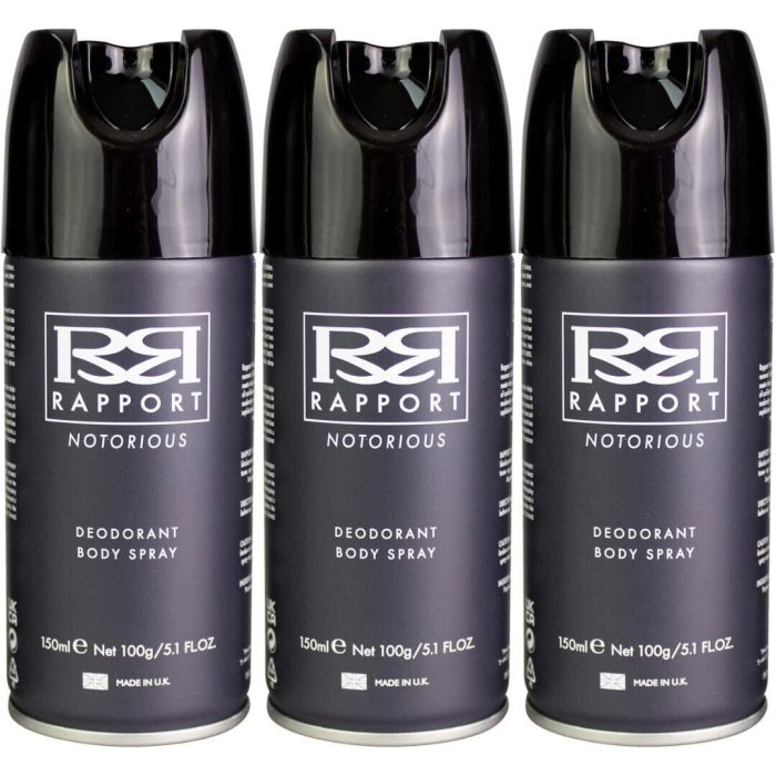Rapport Notorious Deodorant Body Spray 150ml - Pack of 3