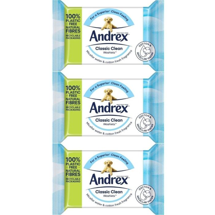 Andrex Classic Clean Washlets Moist Toilet Tissue 36 Wipes