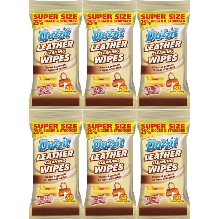 Duzzit Leather Cleaning Wipes Clean & Protect 50 Wipes - Pack of 6